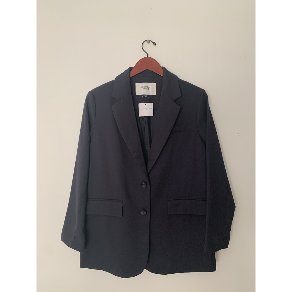 NWT American Eagle Navy Blazer Women M Ivy Prep Academia Pockets‎ Two Button